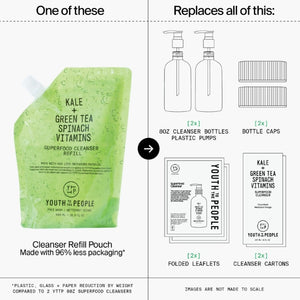 Youth To The People Superfood Facial Cleanser - Kale and Green Tea Cleanser - Gentle Face Wash, Makeup Remover + Pore Minimizer for All Skin Types - Vegan