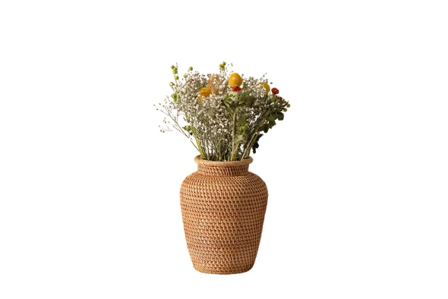 Handwoven rattan vase