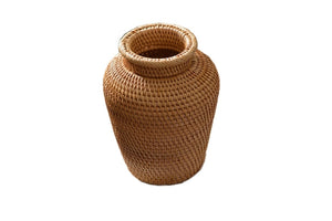 Handwoven rattan vase