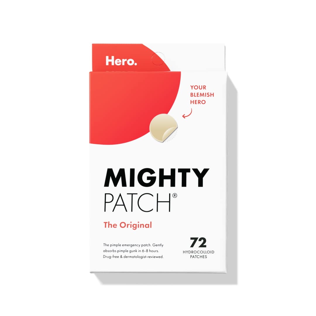 Mighty Patch Hero Cosmetics Original Patch - Hydrocolloid Acne Pimple Patch for Covering Zits and Blemishes, Spot Stickers for Face and Skin (72 Count)