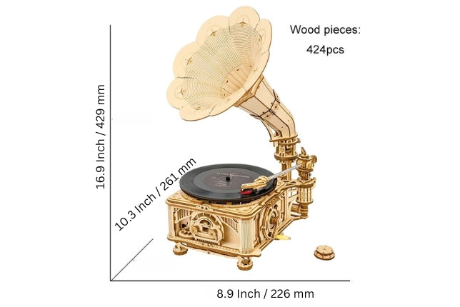 Hand Crank Classic Gramophone Wooden Puzzle