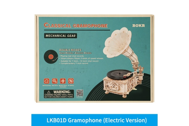 Hand Crank Classic Gramophone Wooden Puzzle