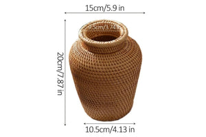 Handwoven rattan vase