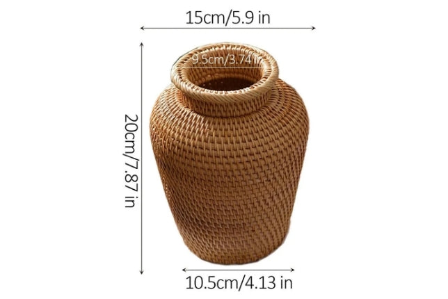 Handwoven rattan vase