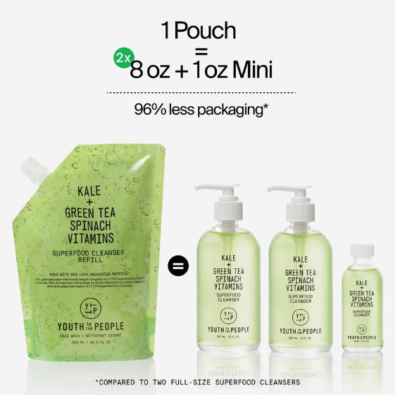 Youth To The People Superfood Facial Cleanser - Kale and Green Tea Cleanser - Gentle Face Wash, Makeup Remover + Pore Minimizer for All Skin Types - Vegan