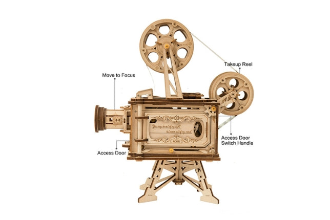 3D Wooden Puzzle - Hand Crank Projector